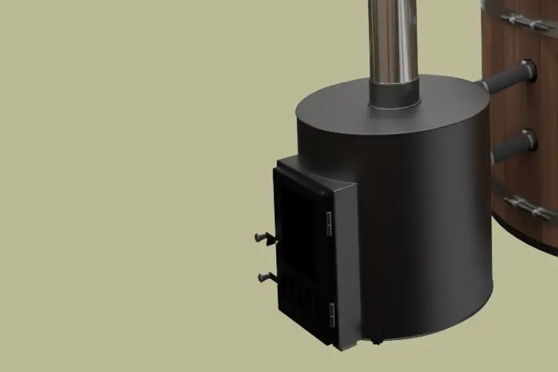 Poêle à bois externe de 55 kW pour chauffer un bain nordique