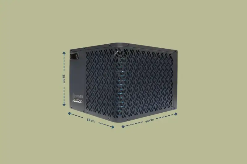 Afmetingen van een 5 kW externe warmtepomp voor hottub met geïntegreerde wifi-aansluiting