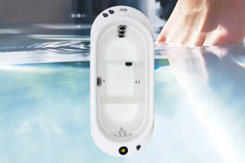 Top view of Nordic Hottub Bella HDPE plastic inner shell with massage jets