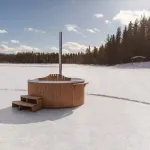 Skargards Panel hottub met interne kachel op een bevroren meer in de natuur