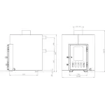 Schéma technique avec dimensions du poêle à bois externe de 55 kW