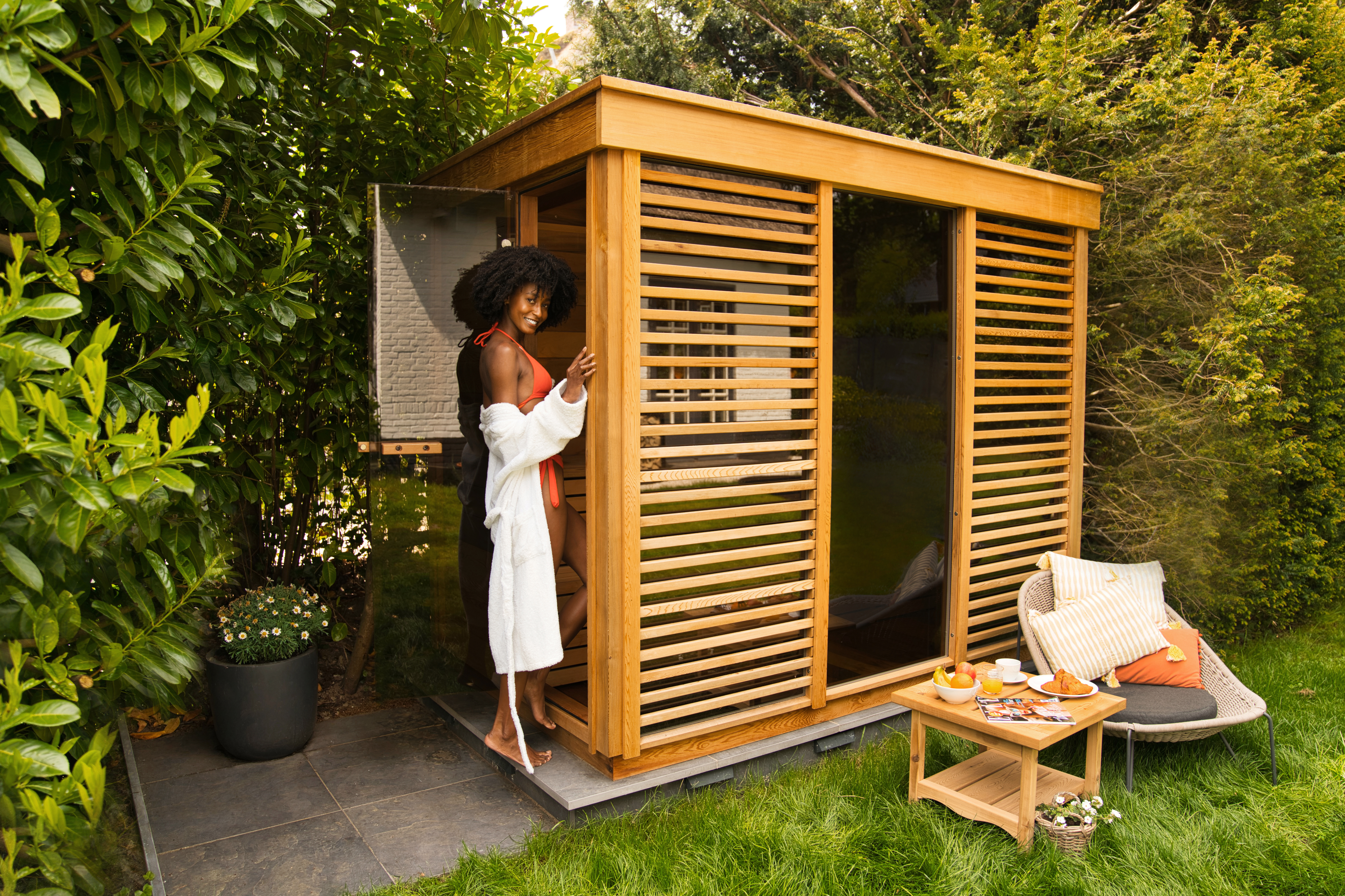 Sauna for campsites, holiday parks and leisure businesses, providing a premium wellness experience that enhances guest comfort, increases guest satisfaction and supports year-round rentals.