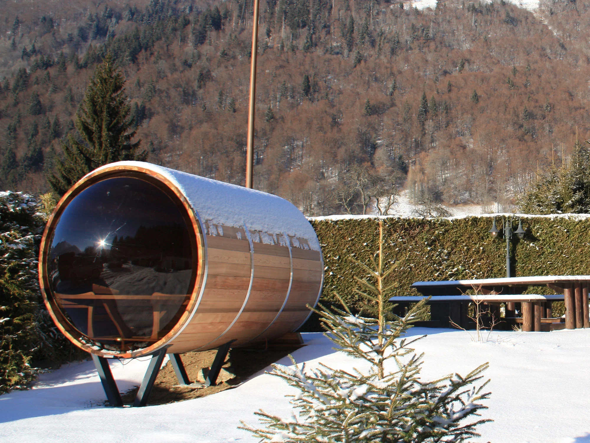 Barrel Sauna Panoramic View Franse Alpen | Ticra Outdoor